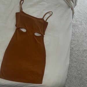 Meshki Brown Cut-Out Dress